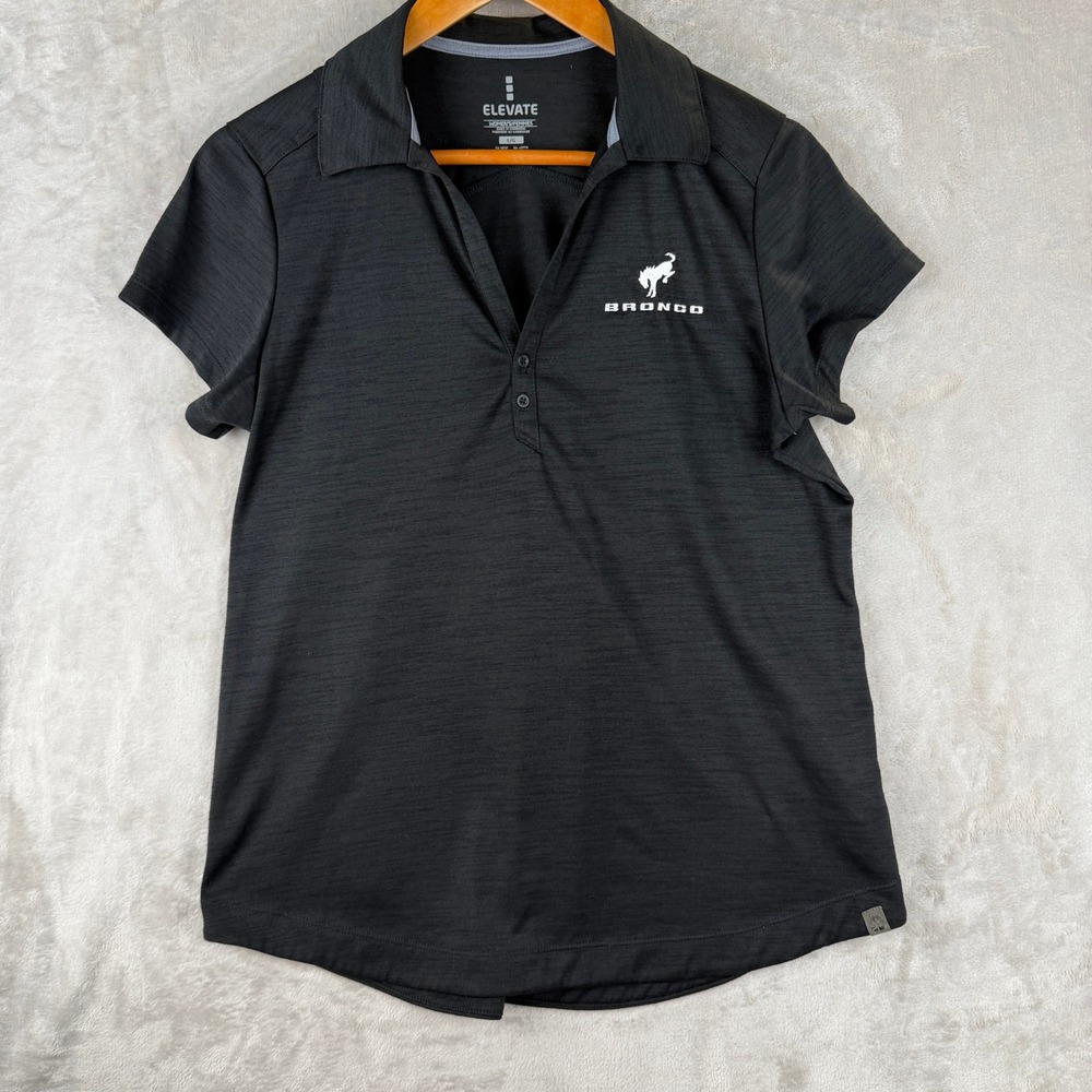 Elevate Ford Bronco Womens Black Space Dye Performance Polo Shirt‎ Large L